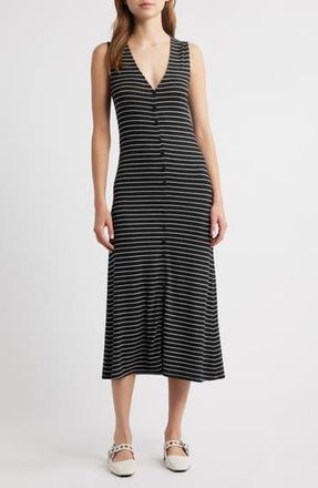 Rag & Bone The Knit Stripe Sleeveless A-Line Dress in Black Multi at Nordstrom Rack, Size X-Large