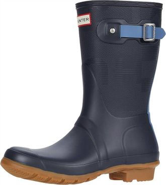 Hunter Womens Original Short Exploded Logo Boots In Navy/gill Wave