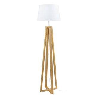 Tosel Lamp&aacute;ra de pie madera Alt.154cm natural ;Pantalla: blanco o