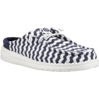 HeyDude Wendy Slip Terry Stripe WoMens Navy Blazer/Egret Mules - Size UK 6
