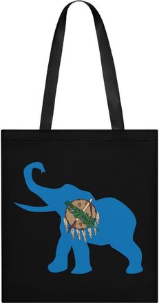Generic Elephant Oklahoma Flag Womens Tote Casual Shopping Bag Lightweight Shoulder Bags Hobos Handbag for Work Travel Daily 35x40cm