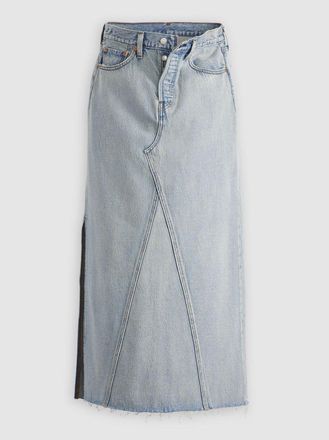Levi's Womens Not In The Mood Stone Iconic Long Slit Skirt - Blue - Size 25 (Waist)