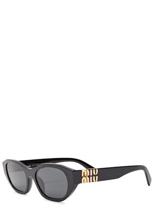Miu Miu Narrow Cat-eye Sunglasses - Black - One Size