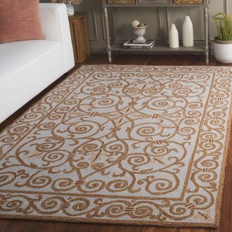 Safavieh Chelsea Hand Made Area Rug, Light Blue Country Floral Style Non-Shedding