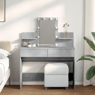 Berkfield Home Dressing Table with LED Concrete Grey 100x40x130 cm | Size: 100 x 40 x 130 cm