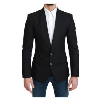 Dolce & Gabbana Jassen, Heren, Zwart, S, Wol, Single Breasted Formal Wool Blazer