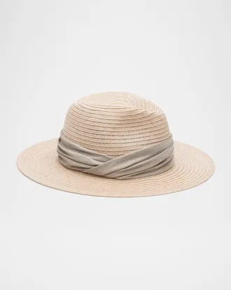 Eugenia Kim Courtney Woven Fedora Hat w/ Scarf Band