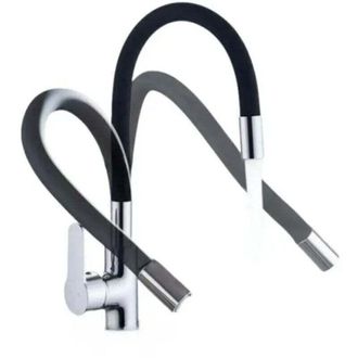 OEM Grifo De Cocina Con Ca&ntilde;o Flexible, Grifo De Cocina Giratorio 360&deg;, Grifo De Cocina Flexible, Negro - Crezuo