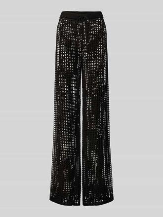 Guess Wide Leg H&auml;kelhose mit Lochmuster in Black, Gr&ouml;&szlig;e XL