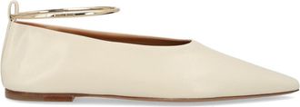 Jil Sander Neutral Metallic Anklet Smooth Leather Flats