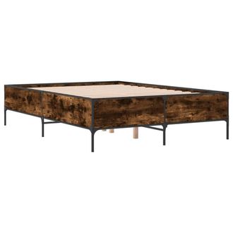 Berkfield Home Durable Bed Frame without Mattress Smoked Oak 140x200 cm in Brown
