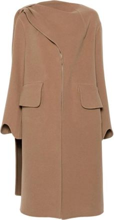 Niccol&ograve; Pasqualetti Kameelwolmix V-halsjas - Dames - Parka Jassen - Bruin - S - Wol - Jassen