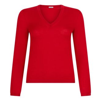 Malo V-Neck Jumper - female - Malo - V-neck Knitwear - Red - L - Knitwear
