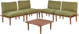 Beliani Conjunto De Jard&iacute;n 4 Plazas De Madera De Acacia Certificada Con Cojines Moderno Verde Oliva Frascati