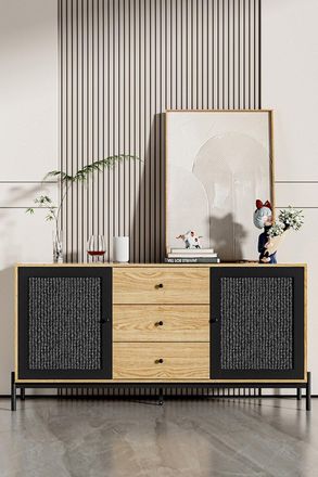 Living and Home Storage Cabinet with 2 Cupboard Doors and 3 Drawers