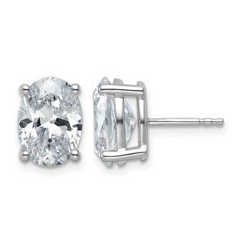 Diamond2Deal 14k White Gold 5 ctw Lab Grown Diamond Oval Stud Earrings