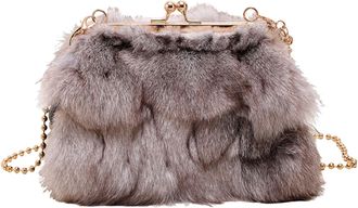 Generic Cymwer Fluffy Crossbody Bag Furry Messenger Bag Hobo Handbag for Women Girls (Khaki)