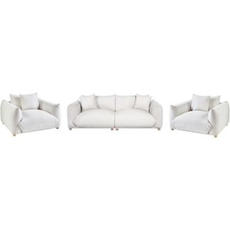 Beliani Living Room Set 5 Seater LUVOS Fabric Off-White