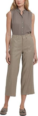 NYDJ Nydj Cargo Saddlewood Linen-Blend Crop Jean
