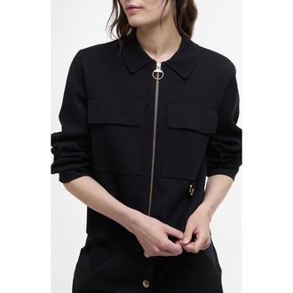 Barbour Alma D-Ring Detail Cardigan in Black Oatmeal at Nordstrom Rack, Size 14 Us / 18 Uk