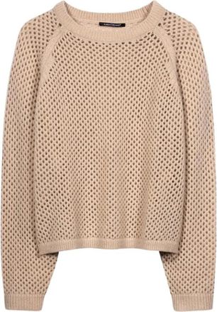 Luisa Cerano 0716 Trui - Dames - Ronde hals truien - Beige - M - Truien & Vesten