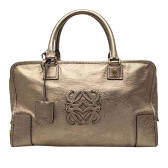 Loewe Pre-owned Amazona Handbag - Dames - Pre-owned - Beige - Maat: ONE Size Leer