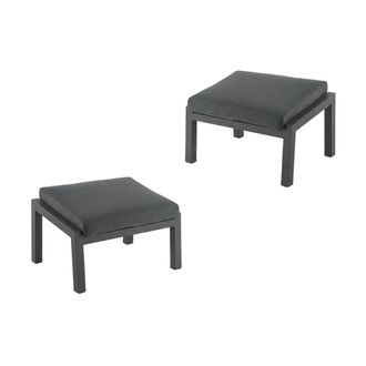 ED&Egrave;N JARD&Iacute; Pack de 2 reposapies de jard&iacute;n aluminio antracita coj&iacute;n gris