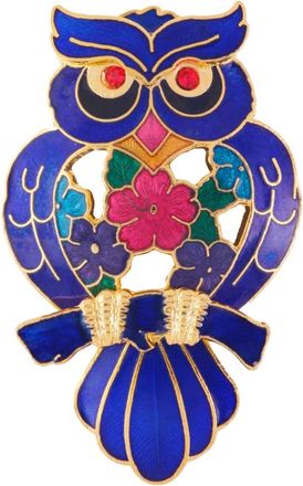 Susan Caplan Vintage 1980s Owl brooch - women - Enamel/Gold Plated - One Size - Blue