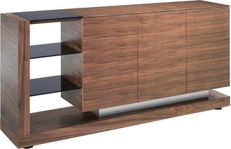 Angel Cerdá Aparador nogal y cristal tintado negro