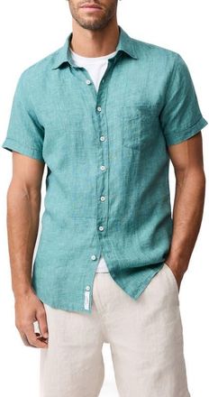 Rodd & Gunn Palm Beach Sports Fit Short Sleeve Linen Button-Up Shirt in Savannah at Nordstrom, Size Xxx-Large