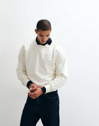 Polo Ralph Lauren Wimbledon Capsule - Felpa bianca con colletto e stemma ricamato-Bianco