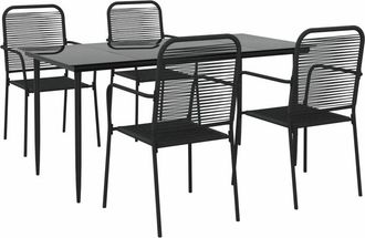 vidaXL Vidaxl - Juego De Comedor Jard&iacute;n 5 Pzas Acero Y Cuerda De Algod&oacute;n Negro