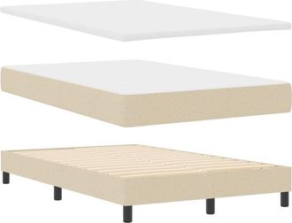 vidaXL Box Spring Bed with Mattress Cream 120 x 200 cm Fabric vidaXL