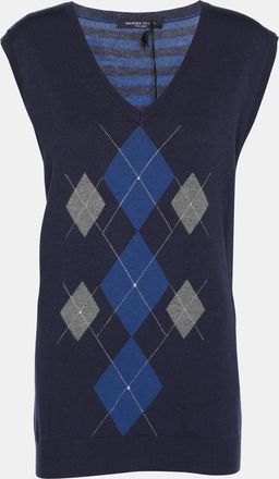 Marina Rinaldi Marina Sport By Marina Rinaldi Blue Striped Knit Half Sleeve Sweater