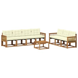 vidaXL Conjunto De Sof&aacute;s De Exterior Con Coj&iacute;n 8 Pcs Natural Y Crema Vidaxl