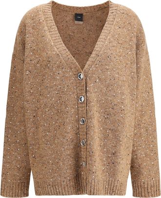 Pinko Bouclé Fabric Cardigan With Rhinestones