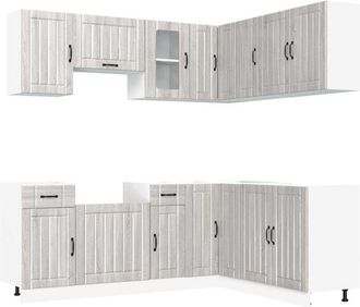 vidaXL Vidaxl - Mueble Cocina Kalmar Sonoma Gris 11 Pzas Madera Contrachapada