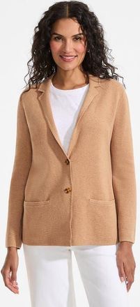 Lands End Fine Gauge Cotton Button Front Blazer Sweater in Vicuna Heather at Nordstrom, Size X-Large