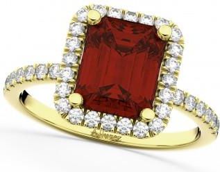 Allurez Emerald-Cut Lab Garnet & Diamond Engagement Ring 14k Yellow Gold (3.32ct)
