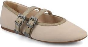 Journee Collection Florene Double Buckle Mary Jane Flat in Sand at Nordstrom Rack, Size 7.5