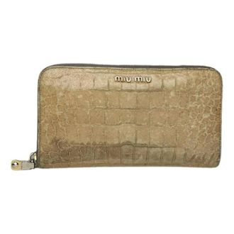 Miu Miu Pre-owned Vintage Portemonnee - Dames - Vintage Accessoires - Beige - ONE Size - Leer - Vintage