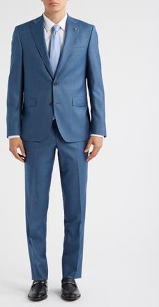 Jack Victor Esprit Regular Fit Blue Super 110s Sharkskin Suit at Nordstrom Rack, Size 40 Regular