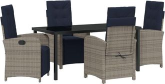 vidaXL Garden Dining Set 5 pcs Grey Poly Rattan Vidaxl