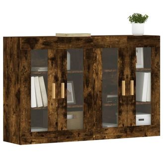 Berkfield Home Wall Mounted Cabinets 2 pcs Smoked Oak Engineered Wood in Brown