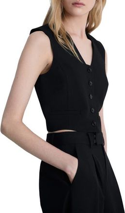 Mango Crop Suit Vest in Black at Nordstrom, Size Medium