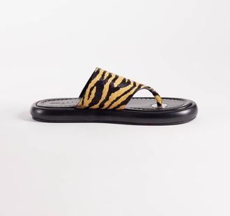 Asos Fate - Sandali bassi infradito premium in vera pelle con stampa leopardata-Multicolore