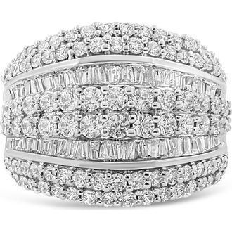 House of Brilliance Silver 2.00 Cttw Diamond Cluster Ring in White at Nordstrom, Size 7