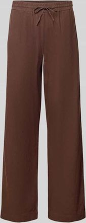 Freequent Wide Leg Pants aus Leinen-Mix mit elastischem Bund Modell Lava in Dunkelbraun, Gr&ouml;&szlig;e XXL