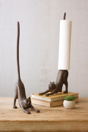 Kalalou Cast Iron Cat Paper Towel Holder