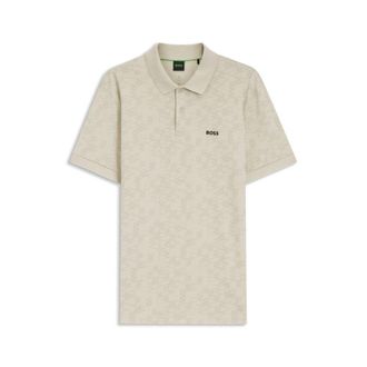 BOSS Cotton-piqu&eacute; polo shirt with all-over print